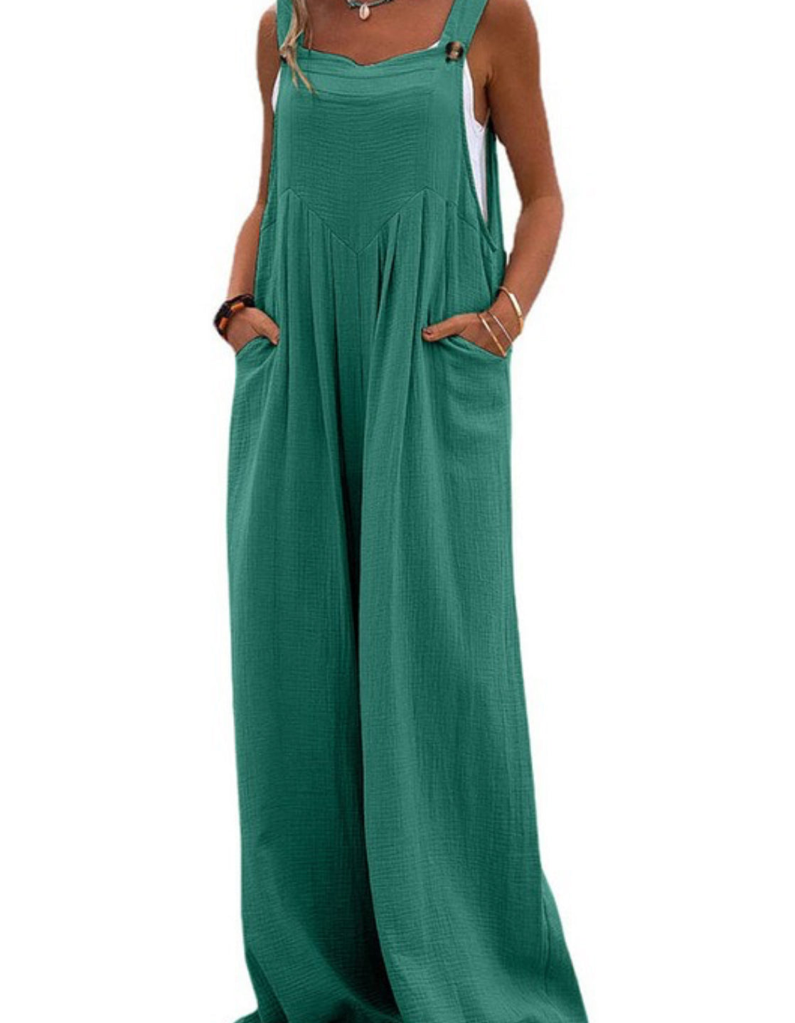 Solid color wide leg jumpsuit