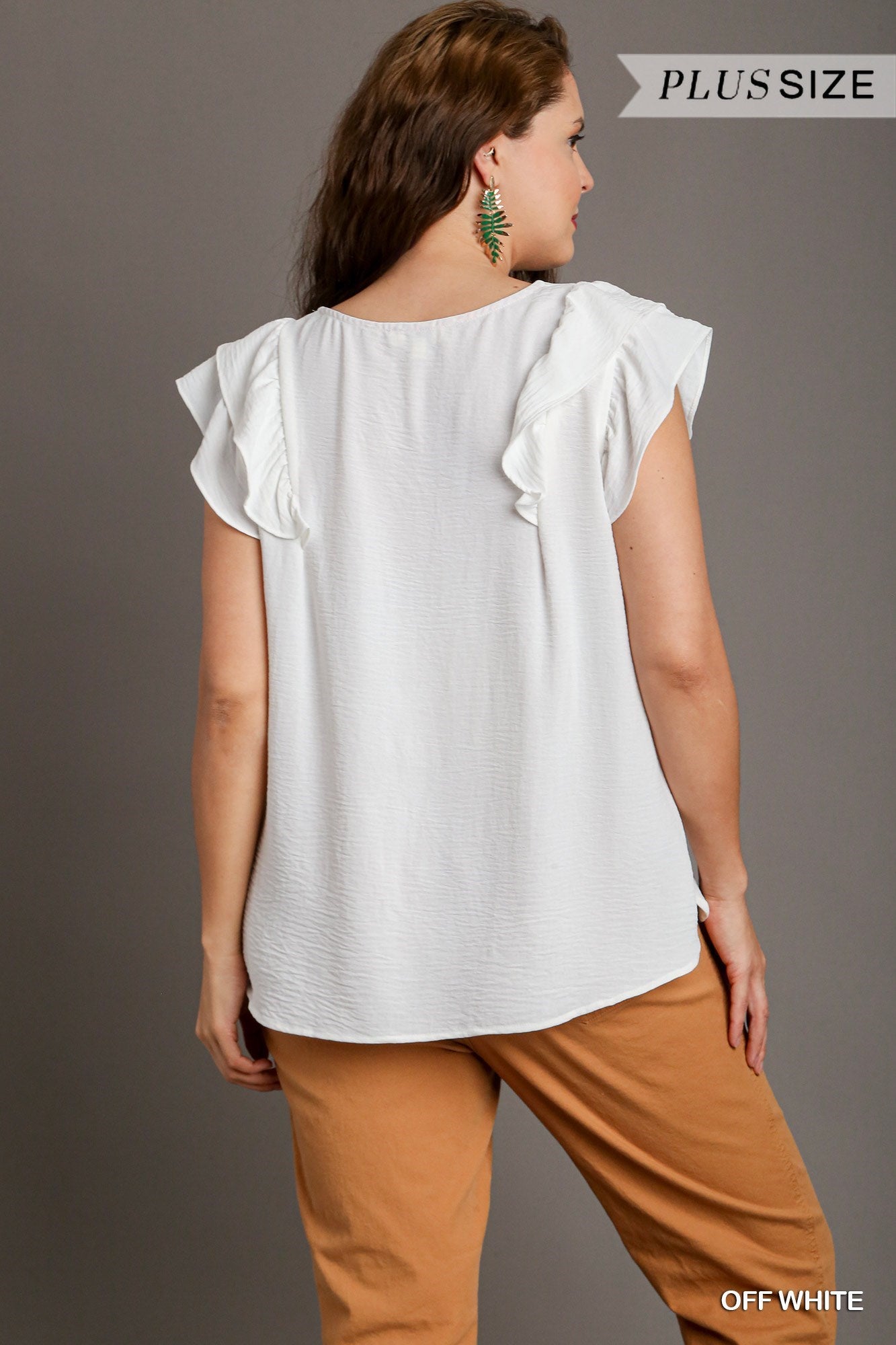 V-Neck Double Layered Flutter Sleeve Blouse