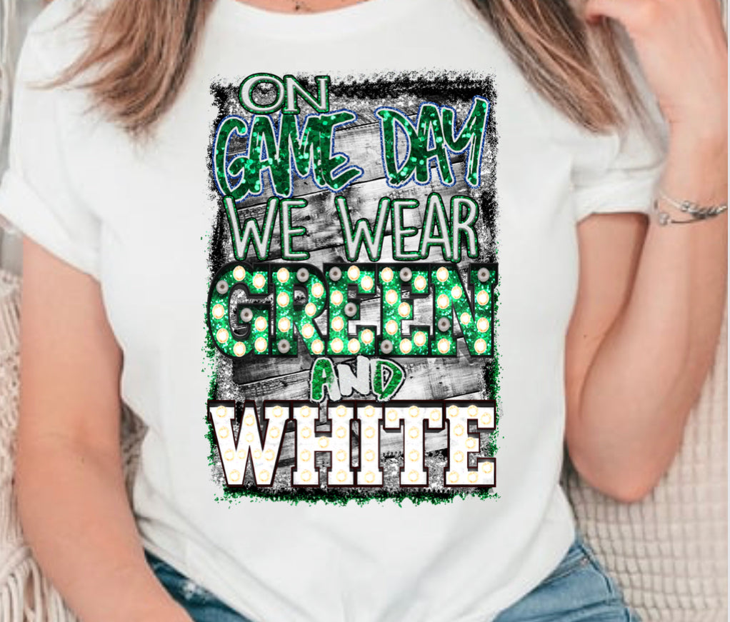 Green and White T Shirt